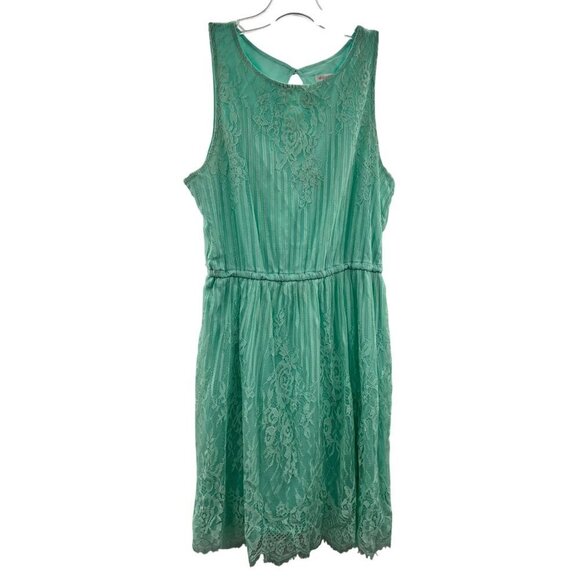 Xhilaration Dresses & Skirts - Xhilaration Women's Lace Sleeveless A-Line Dress Green Size Medium Above Knee